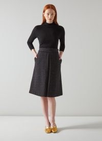 L.K. BENNETT Chelsea Black Sparkle Tweed Skirt ~ vintage style A-line skirts ~ classic textured clothes with metallic fibres