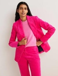 Boden Corduroy Blazer Wild Watermelon Pink – bright cord blazers – women’s casual tailored single breasted jackets