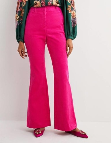 Boden Corduroy Flare Trousers Wild Watermelon Pink – women’s vibrant coloured cord flares