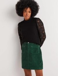 Boden Corduroy Mini Skirt Trekking Green – pocket detail cord skirts