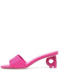 Cult Gaia Cora 65mm woven sandals in fuchsia pink ~ bright sculpted heel mules