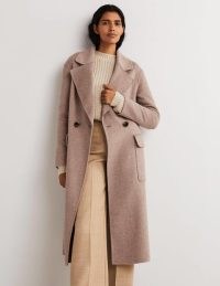 Boden Double Faced Wool Coat Oatmeal Melange / women’s chic neutral longline winter coats