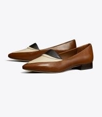 Tory Burch ENVELOPE LOAFER Rust / New Cream / Coco ~ women’s tonal brown pointed toe loafers