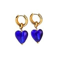 Classicharms ESMÉE BLUE GLAZE HEART DANGLE EARRINGS ~ heart charm drops ~ hearts on jewellery