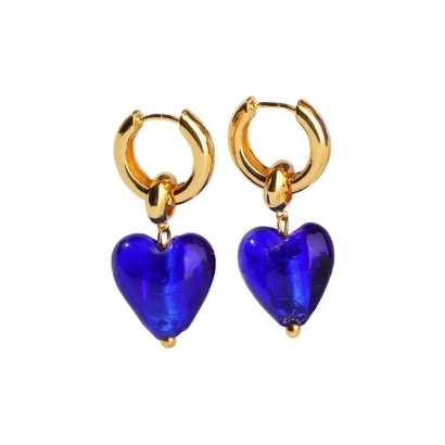 Classicharms ESMÉE BLUE GLAZE HEART DANGLE EARRINGS ~ heart charm drops ~ hearts on jewellery