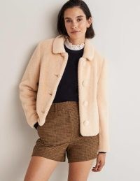 Boden Faux Fur Short Coat Natural – vintage style winter jackets – retro glamour