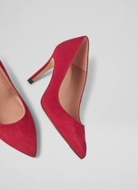 L.K. BENNETT Floret Red Dahlia Suede Pointed Toe Courts – jewel tone court shoes
