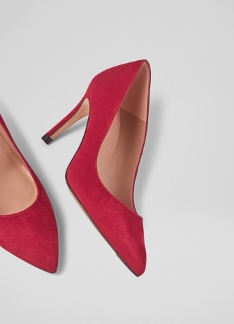 L.K. BENNETT Floret Red Dahlia Suede Pointed Toe Courts – jewel tone court shoes