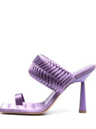 GIABORGHINI 110 mm woven square-toe sandals in lavender purple / contemporary shaped leather mules / farfetch