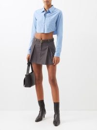THE FRANKIE SHOP Kitou pleated cotton mini skirt in grey | women’s stylish short length box pleat skirts | MATCHESFASHION