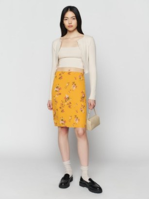 Reformation Isla Skirt in Sancerre / slim fit floral print skirts - flipped
