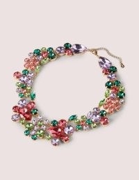 Boden Jewel Cluster Necklace Pink/ Green – floral multicolored glass stone statement necklaces – occasion fashion jewellery
