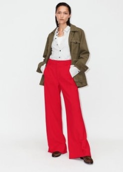 ME and EM Luxe Flared Wide-Leg Trouser in Red – women’s bright tailored trousers - flipped