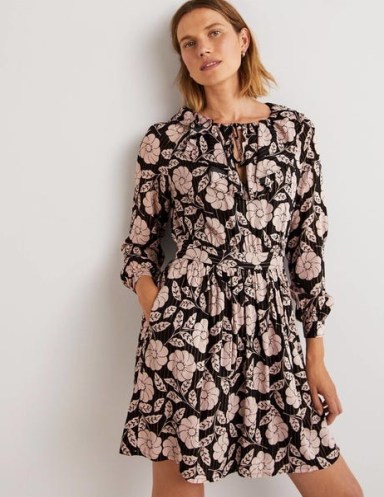 Boden Metallic Frill Detail Dress Black Botanica – women’s floral fit and flare dresses
