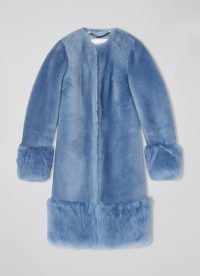 L.K. BENNETT Mishia Blue Shearling Coat ~ luxe plush coats ~ luxurious occasion outerwear