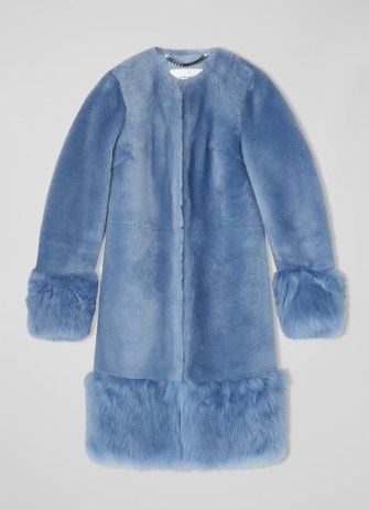 L.K. BENNETT Mishia Blue Shearling Coat ~ luxe plush coats ~ luxurious occasion outerwear