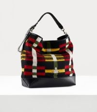 Vivienne Westwood NANCY SHOULDER BAG Multi Check ~ checked woollen fabric and leather trim handbags ~ designer bags