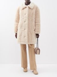 STAND STUDIO Samira reversible faux-shearling coat in cream – women’s luxe chunky faux fur winter coats ~ womens textured outerwear – MATCHESFASHION