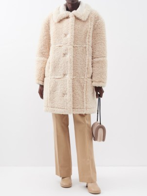 STAND STUDIO Samira reversible faux-shearling coat in cream – women’s luxe chunky faux fur winter coats ~ womens textured outerwear – MATCHESFASHION