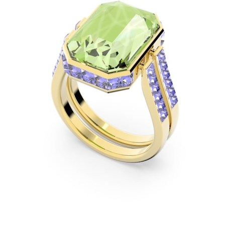 SWAROVSKI Orbita ring Octagon cut, Multicoloured, Gold-tone plated | reversible green crystal cocktail rings | lime and mint coloured crystals | women’s statement jewellery - flipped