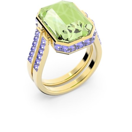 SWAROVSKI Orbita ring Octagon cut, Multicoloured, Gold-tone plated | reversible green crystal cocktail rings | lime and mint coloured crystals | women’s statement jewellery