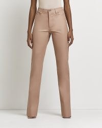 RIVER ISLAND PINK FAUX LEATHER STRAIGHT TROUSERS