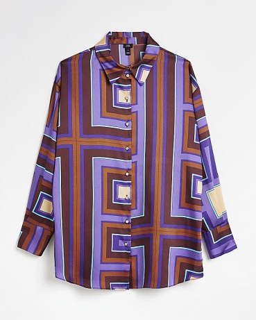 River Island PURPLE PRINT OVERSIZED SHIRT | women’s printed retro inspired shirts | womens geo fashion | geometric prints