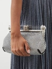 DOLCE & GABBANA Bubu crystal-embellished satin clutch bag in silver | luxe occasion bags | opulent event handbags | MATCHESFASHION | women’s glamorous designer evening accessories