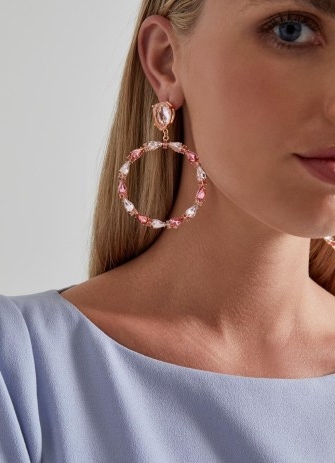 L.K. BENNETT Simone Pink Crystal Hoop Earrings ~ statement occasion hoops ~ glamorous party jewelllery