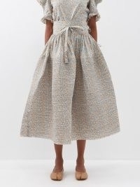 HORROR VACUI Toga floral-print cotton-poplin midi skirt ~ voluminous tie waist skirts ~ feminine fashion