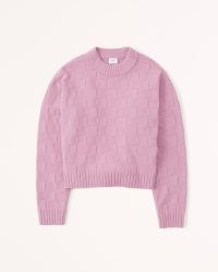 Abercrombie & Fitch Checkerboard Classic Crew Sweater in Pink ~ women’s checked sweaters