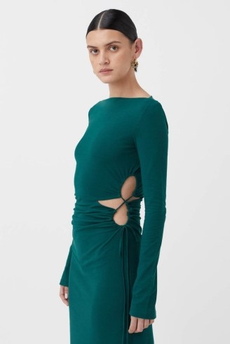 CAMILLA AND MARC Alexandre Dress in Emerald Green – contemporary elegance – elegant slim fitting cut out dresses – - flipped