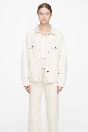 ANINE BING RORY JACKET in ECRU WHITE | women’s classic boxy oversized denim jackets