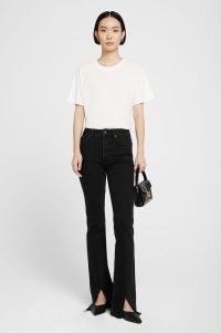 ANINE BING ROXANNE JEAN in BLACK TIE | women’s slim bootcut split hem jeans | womens denim fashion | raw edge hems | high rise waist