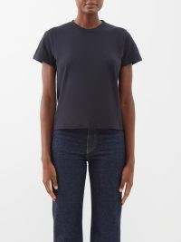 KHAITE Emmylou cotton-jersey T-shirt in black ~ women’s essential short sleeve crew neck tee