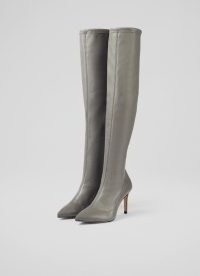 L.K. BENNETT Blake Grey Stretch Over-The-Knee Boots / long sleek winter boots