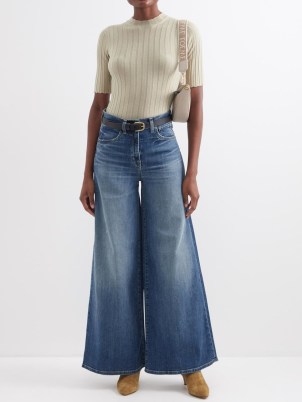 NILI LOTAN Josette wide-leg jeans in blue | women’s faded denim fashion | vintage inspired clothes - flipped