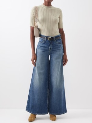 NILI LOTAN Josette wide-leg jeans in blue | women’s faded denim fashion | vintage inspired clothes