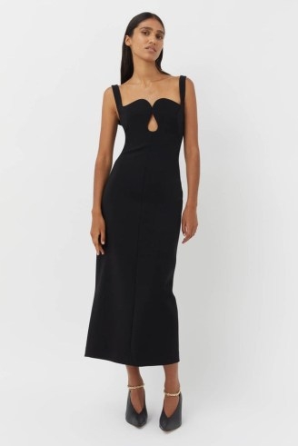 CAMILLA AND MARC Brixton Dress in Black – sleeveless curved neckline occasion dresses – front cut out detail - flipped