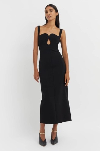 CAMILLA AND MARC Brixton Dress in Black – sleeveless curved neckline occasion dresses – front cut out detail