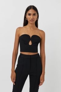 CAMILLA AND MARC Brixton Bodice in Black – strapless cropped front cut out evening tops – curved neckline
