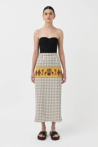 CAMILLA AND MARC Rivoli Midi Skirt in Honey – printed silky fabric skirts