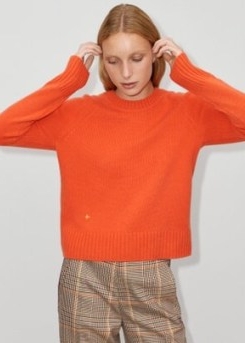 ME and EM Cashmere Icon Straight Box Jumper Soft Orange | vibrant soft feel crew neck jumpers | women’s luxe knitwear