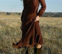 DÔEN CHANTAE SKIRT IN ANTIQUE WALNUT | brown silk / alpaca blend knitted skirts | women’s 70s vintage inspired fashion | womens retro style knitwear