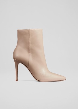 L.K. BENNETT Cleo Latte Leather Pointed Stiletto Ankle Boots ~ luxe pointed toe booties - flipped