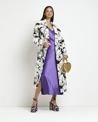RIVER ISLAND CREAM PRINT DOUBLE BREASTED LONGLINE COAT ~ women’s printed long length coats ~ statement outerwear