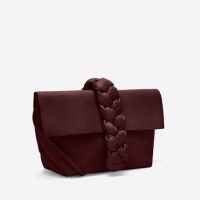 DeMellier The Verona medium-sized soft-structured clutch bag burgundy smooth leather shoulder bags | braid detail shoulder crossbody