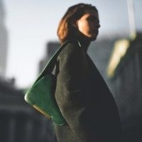 DeMellier The Lisbon green smooth leather | chic contemporary shoulder bags | modern minimalist design handbags