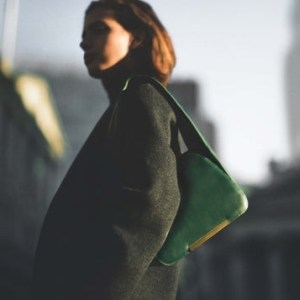 DeMellier The Lisbon green smooth leather | chic contemporary shoulder bags | modern minimalist design handbags - flipped