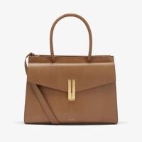 DeMellier The Maxi Montreal Long Handles camel lizard effect | chic light brown leather tote bags